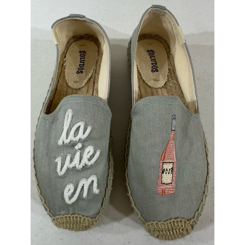 Soludos La Vie En Rose Espadrilles Size 5.5 Blue Embroidered‎ Anthropologie